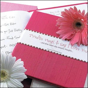 Pink floral gift-book cover with a printed wraparound band